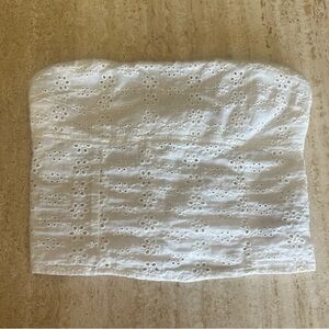 Edikted White Eyelet Strapless Top